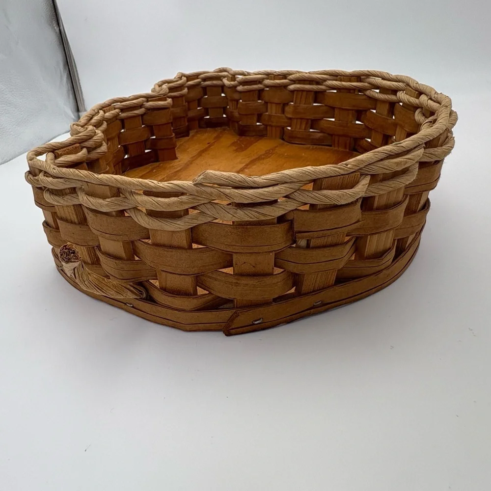 Vintage Arkansas Razorback Wood and Woven Basket - Go Hogs!